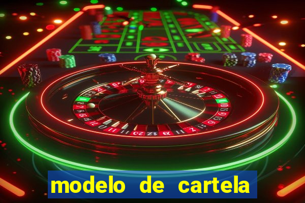 modelo de cartela de bingo em branco